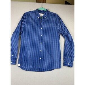 Lacoste Shirt Men Medium Blue Check Regular Fit Button Up Preppy School Business